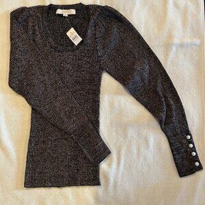 NWT LOFT Sparkly Long Sleeve Puff Shoulder Top